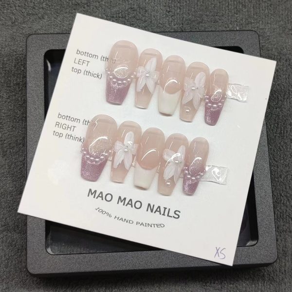 Nails Set Press On Pure Handmade Wearable Nails Love Butterfly Fashion Fake Nails Fake Nails Press On Nails Nail Accessories Fashion