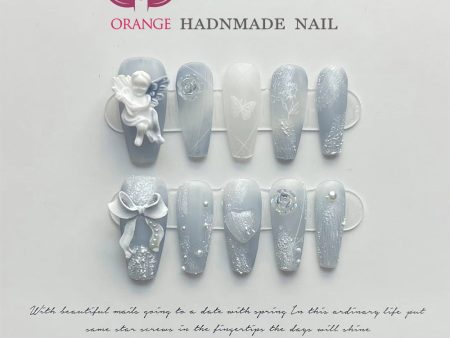 Handmade Japanese Nails Set Press On Professional Decoration Nail Art Manicuree Wearable Artificial False Nails With Designed Discount