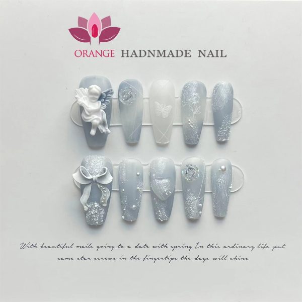 Handmade Japanese Nails Set Press On Professional Decoration Nail Art Manicuree Wearable Artificial False Nails With Designed Discount