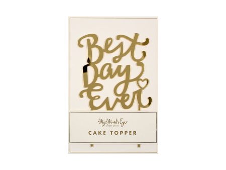 Best Day Ever Gold Cake Topper Discount