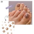 False Toenail 24Pcs Box Toe Nail 3D Glitter Decor Press On Fake Nails With Glue Detachable Square Short Full Cover DIY Nail Tips Fashion