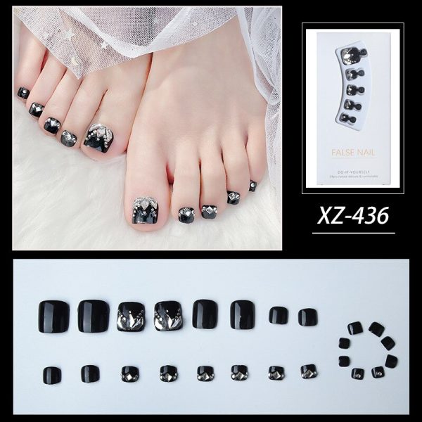 New 2022 Summer Gold Full Diamond Feet Nails Press On Fake Glitter Toe Nail Stickers Full Cover Toe Nail Tips False Foot Nails For Sale