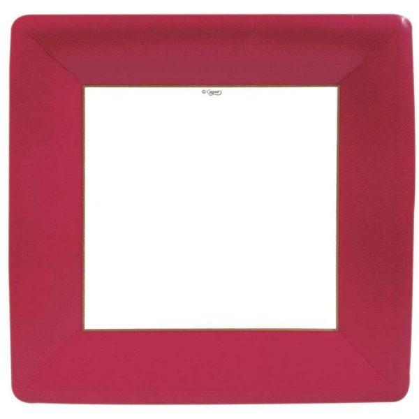 Grosgrain Border Red Sq Large Plates Fashion