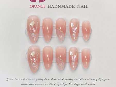 Handmade Stiletto Press On Nails Reusable Decoration Fake Nails Full Cover Artificial Manicuree Wearable Orange Nail Store Online Sale