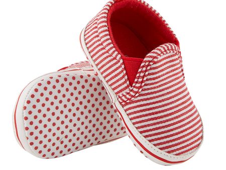 6-12 Mo Red Stripe Canvas Shoes For Cheap