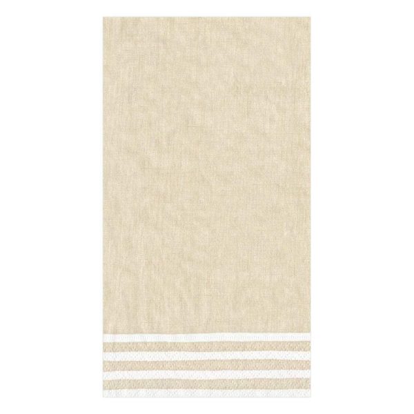 Stripe Border Natural Guest Towels Online Sale