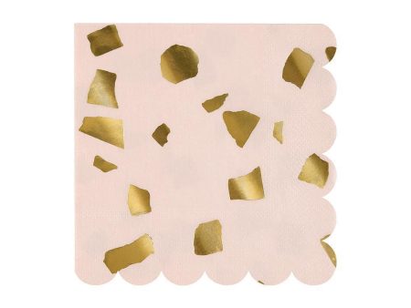 Light Pink & Gold Beverage Napkins Online now