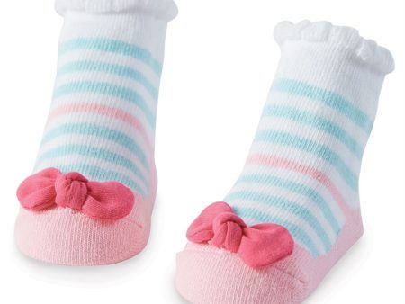 Blue and Pink Stripe Bow Socks For Sale