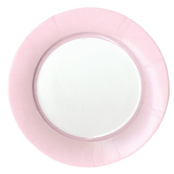 Petal Pink Linen Border Large Plates on Sale