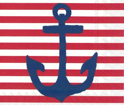 Red Yacht Club Anchor Beverage Napkins Cheap