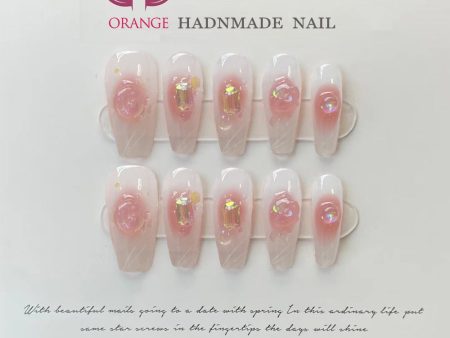 Press on Nails Tips Gel Full Cover With Design y2k False Nails Handmade High Quality Wearable Ballerina Medium  Artificial Nail For Discount