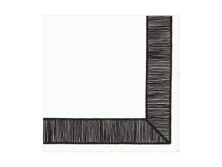 Ribbon Border Black Beverage Napkins Sale