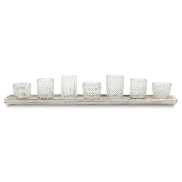 Mixed Glass Votives On Tray For Sale