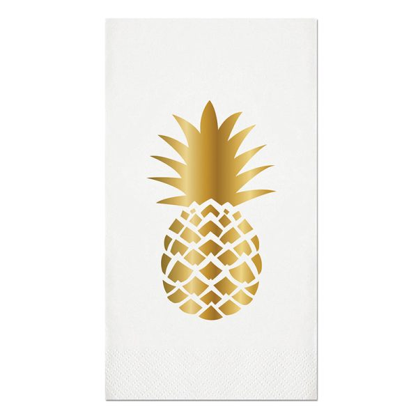 Pineapple Gold Foil Guest Towels Hot on Sale