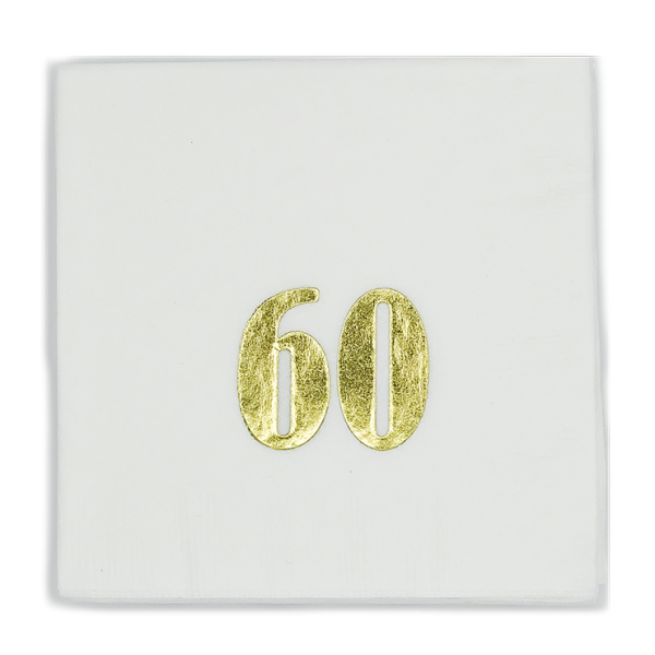 Gold Foil Number Beverage Napkins Sale