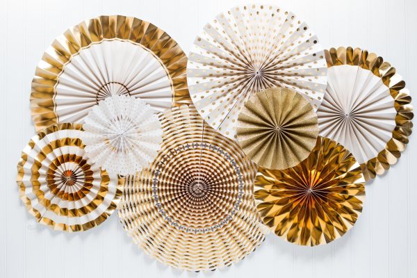 Party Fans - Ivory and Gold For Discount