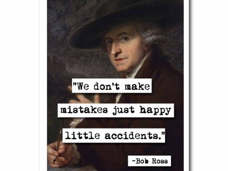 Bob Ross Happy Little Accidents Quote Blank Greeting Card For Discount