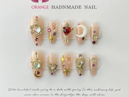 Handmade Press on Nails Glitter Rhinestone3d Charms False Nails With Designed Fingernail Fake Nail With Glue Acrylic Nail Tips Online Sale