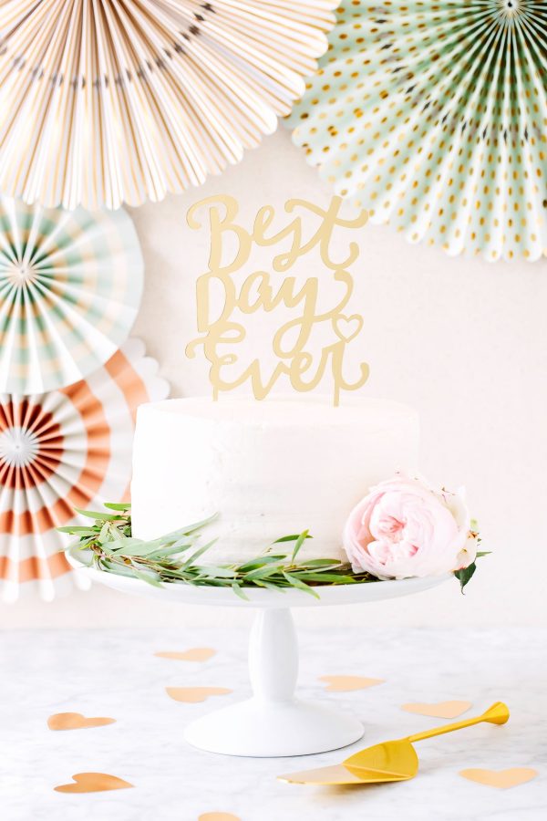 Best Day Ever Gold Cake Topper Discount