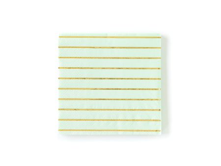 Mint Gold Pinstripe Beverage Napkins Online now