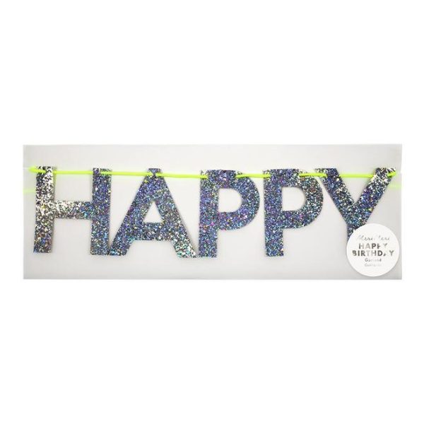 Happy Birthday Silver Glitter Letters Banner Online now