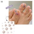 False Toenail 24Pcs Box Toe Nail 3D Glitter Decor Press On Fake Nails With Glue Detachable Square Short Full Cover DIY Nail Tips Fashion