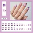 Halloween Press on Fake Nail Set Art Black French Tip Full Cover Coffin Acrylic Short Press-on Pressure False Nails Tips 24pcs Online