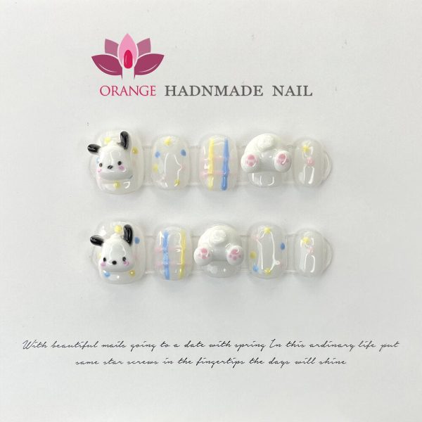 Handmade Short Press On Nails Full cover Cute Cartoon Manicuree Decoration Wearable Full With Design Acrylic Nail For Teens Hot on Sale