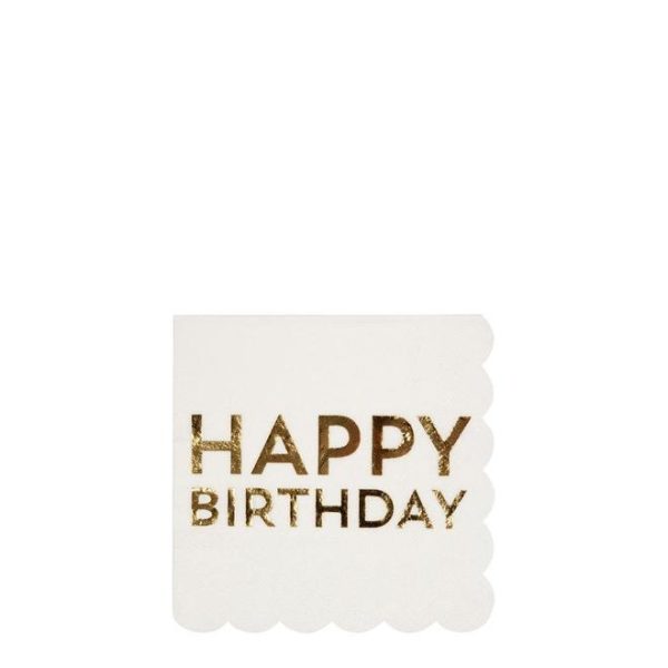 Gold Happy Birthday Beverage Napkins For Cheap