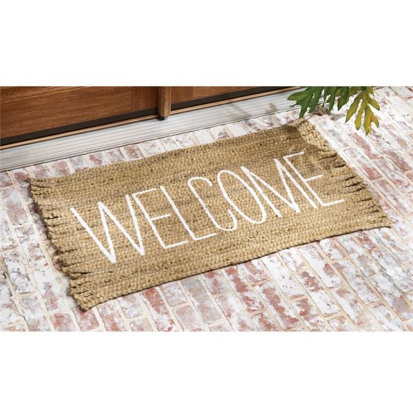 Welcome Jute Fringe Mat Cheap