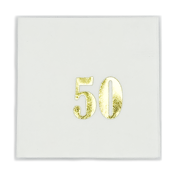 Gold Foil Number Beverage Napkins Sale