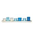 Blue Glass Votives W Tray Online Hot Sale