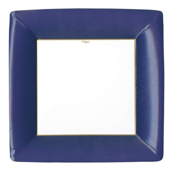 Grosgrain Border Navy Large Plates Hot on Sale