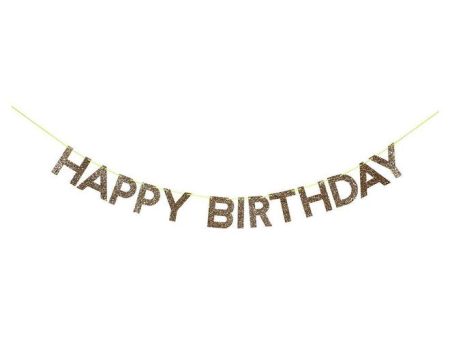 Happy Birthday Gold Glitter Letters Banner Online now