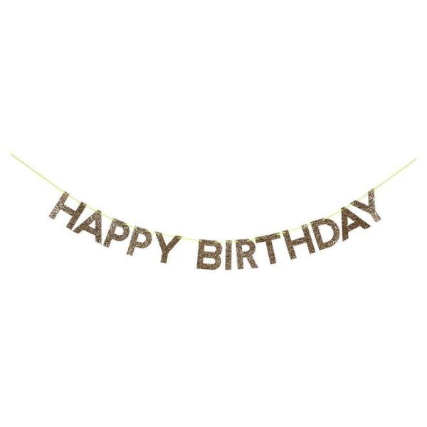 Happy Birthday Gold Glitter Letters Banner Online now