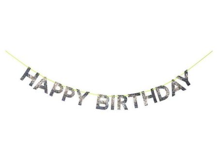 Happy Birthday Silver Glitter Letters Banner Online now