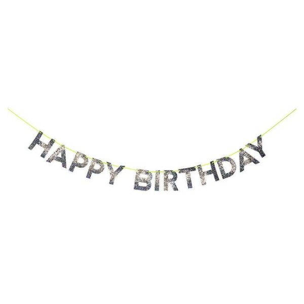 Happy Birthday Silver Glitter Letters Banner Online now