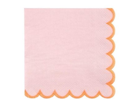 Pink And Coral Scallop Beverage Napkins Cheap