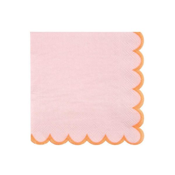 Pink And Coral Scallop Beverage Napkins Cheap