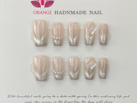 Handmade Press On Nails Ballerina Eye Cat Design Coffin Manicuree Decoration Wearable Full With Glue  Acrylic Nail For Girls Supply