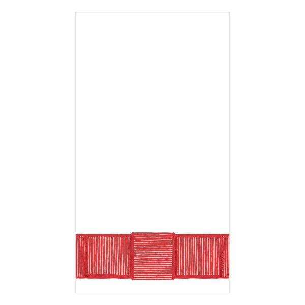 Ribbon Border Red Guest Towels Supply