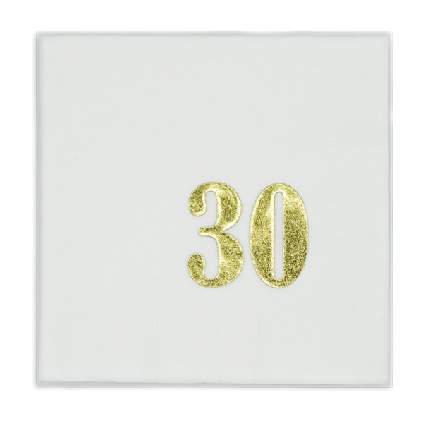 Gold Foil Number Beverage Napkins Sale