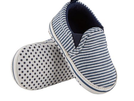 6-12 Mo Navy Stripe Canvas Shoes Hot on Sale