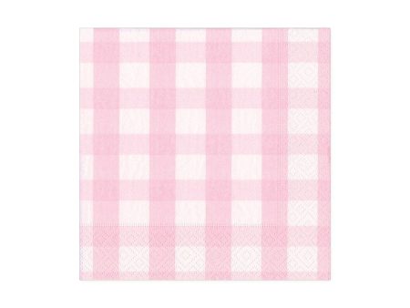 Gingham Pink Beverage Napkins For Discount