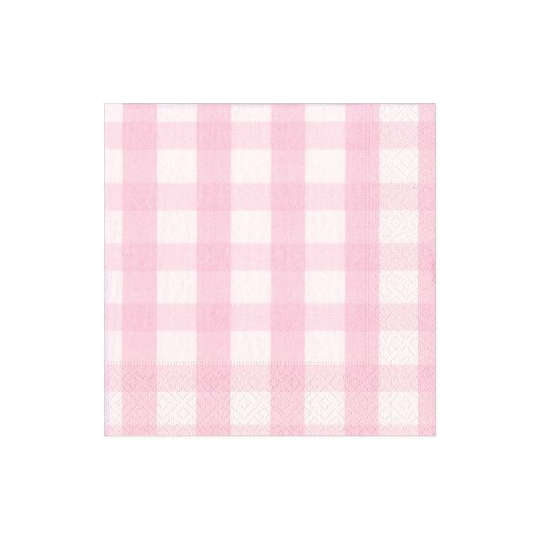 Gingham Pink Beverage Napkins For Discount