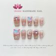 Handmade Beauty Nails Pressed on Design Decoration Fake Nails Design Full Cover Artificial Manicuree Wearable Orange Nail Store Cheap