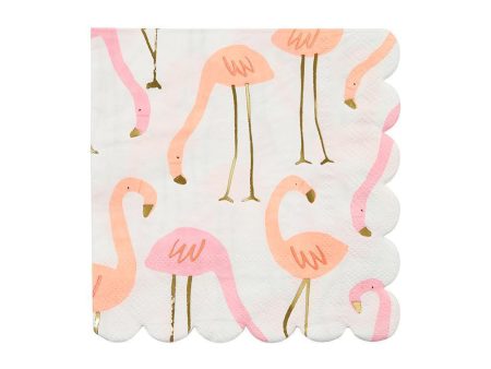 Flamingos Scallop Beverage Napkins Supply