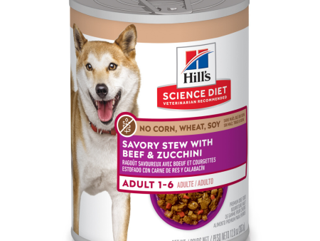 Hill s Science Diet Adult Savory Stew with Beef & Zucchini No Corn, Wheat, Soy Canned Dog Food Hot on Sale