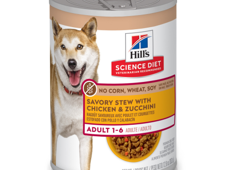 Hill s Science Diet Adult Savory Stew with Chicken & Zucchini No Corn, Wheat, Soy Canned Dog Food Supply