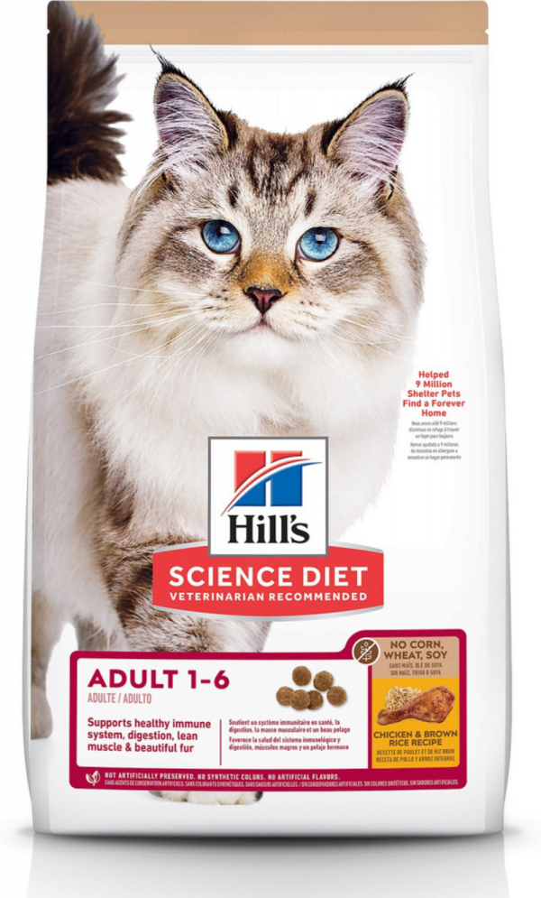 Hill s Science Diet Adult No Corn, Wheat, or Soy Chicken & Brown Rice Recipe Dry Cat Food Hot on Sale